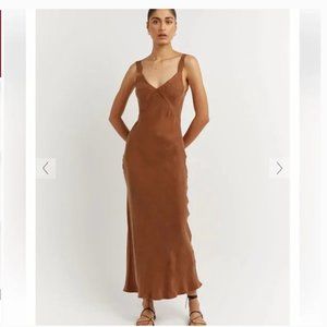 DISSH Brown Sleeveless Slip Dress for Weddings